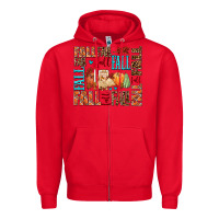 Red fall fall  amd pumpkins Zipper Hoodie - AdoDesignShop