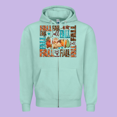 Fall Fall  Amd Pumpkins Zipper Hoodie Designed By Adodesignshop