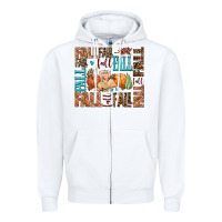 White fall fall  amd pumpkins Zipper Hoodie - AdoDesignShop