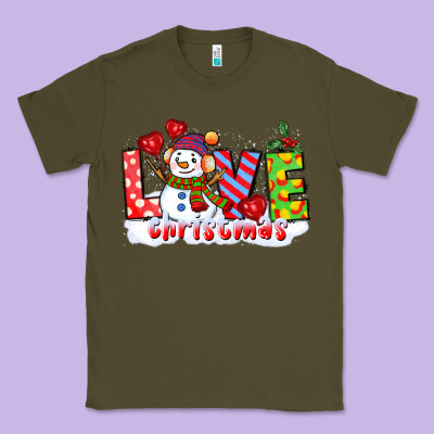 Love Christmas Snowman Classic Tee Designed By Cowgirlartshop