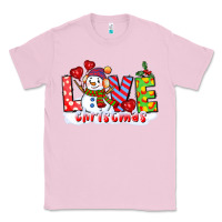 Bubblegum Pink love christmas snowman Classic Tee - CowGirlArtShop