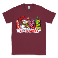 Burgundy love christmas snowman Classic Tee - CowGirlArtShop
