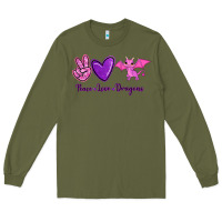 Army Green Peace Love Dragons Long Sleeve Tee - RanaPortraitStore