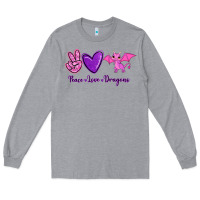 Heather Grey Peace Love Dragons Long Sleeve Tee - RanaPortraitStore