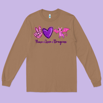 Peace Love Dragons Long Sleeve Tee Designed By Ranaportraitstore