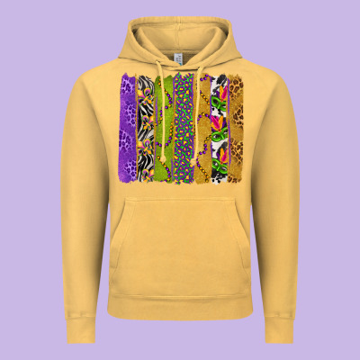 Mardi Gras Brushstrokes Vintage Hoodie Designed By Bundleandbundleshop