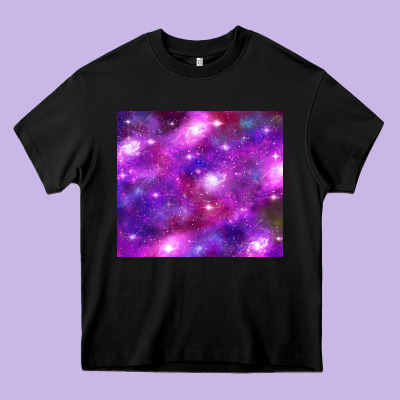 Colorful Abstract Galaxy Black And Purple Heavy Core Tee Designed By Tumblerdesignbyshophia