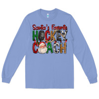 Colony Blue Santa's Favorite Hockey Coach For Christmas Long Sleeve Tee - FaDigitalArtStudio