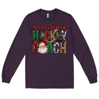 Plum Santa's Favorite Hockey Coach For Christmas Long Sleeve Tee - FaDigitalArtStudio
