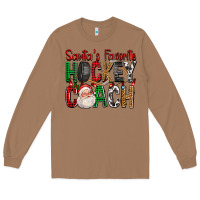 Toasted Coconut Santa's Favorite Hockey Coach For Christmas Long Sleeve Tee - FaDigitalArtStudio