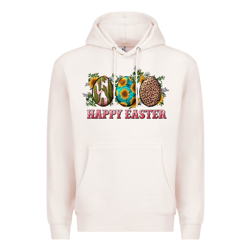 Happy Easter With Western Eggs And Sunflowers Premium Hoodie by RanaPortraitStore | Teevron