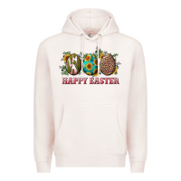Pale Pink Happy Easter With Western Eggs And Sunflowers Premium Hoodie - RanaPortraitStore