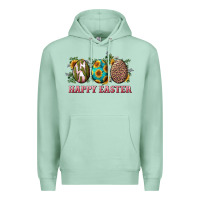 Seafoam Happy Easter With Western Eggs And Sunflowers Premium Hoodie - RanaPortraitStore