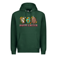Sports Green Happy Easter With Western Eggs And Sunflowers Premium Hoodie - RanaPortraitStore