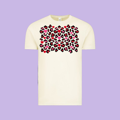 Valentine's Day Leopard And Heart Background Vintage Tee Designed By Fadigitalartstudio