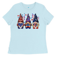 Baby Blue 4th Of July gnomies with stars Ladies Tee - HowdyJamesFarm