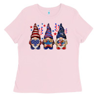 Bubblegum Pink 4th Of July gnomies with stars Ladies Tee - HowdyJamesFarm