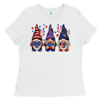 White 4th Of July gnomies with stars Ladies Tee - HowdyJamesFarm