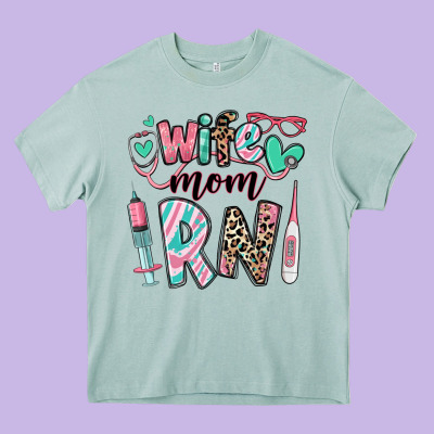 Wife Mom Rn Registered Nurse Heavy Core Tee Designed By Ranaportraitstore