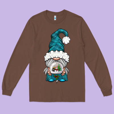 Winter Gnome With Snow Globe Long Sleeve Tee Designed By Bundleandbundleshop
