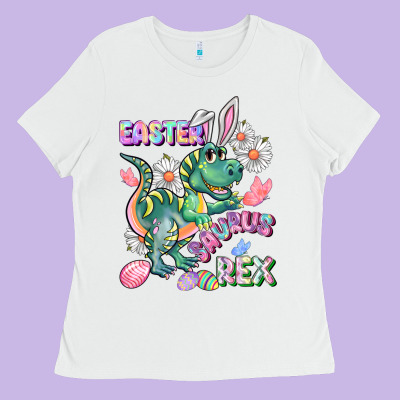 Easter Saurus Rex Easter Day Ladies Tee Designed By Cowgirlartshop
