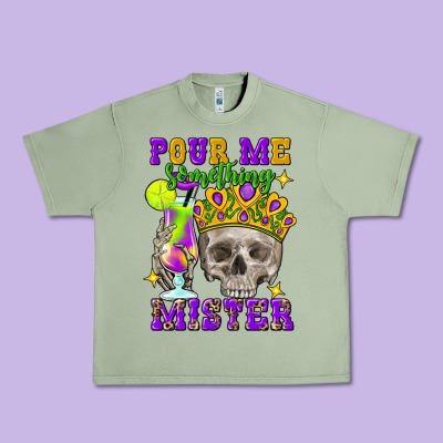 Skull Pour Me Something Mister Urban Heavy Tee Designed By Fadigitalartstudio