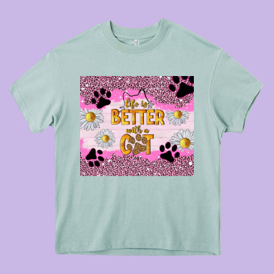 Life Is Better With A Cat Heavy Core Tee Designed By Tumblerdesignbyshophia