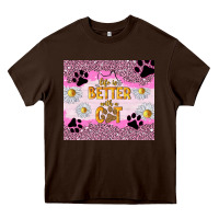 Chocolate Brown life is better with a cat Heavy Core Tee - TumblerDesignByShophia