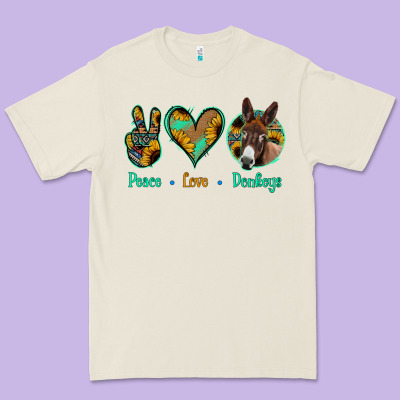 Peace Love Donkeys Premium Tee Designed By Jasminsmagicworld