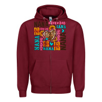 Burgundy nana nana nana with hearts Zipper Hoodie - AdoDesignShop