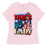 Bubblegum Pink Thats my lady 4th of july Ladies Tee - CowGirlArtShop