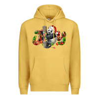 Antique Gold panda joy christmas Premium Hoodie - LillyAllenDesigns
