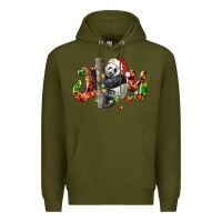 Army Green panda joy christmas Premium Hoodie - LillyAllenDesigns