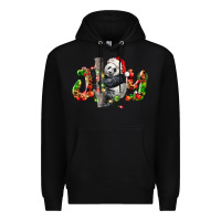 Black panda joy christmas Premium Hoodie - LillyAllenDesigns