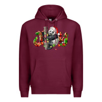 Burgundy panda joy christmas Premium Hoodie - LillyAllenDesigns