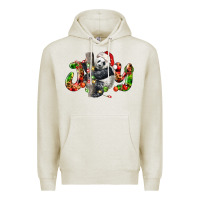 Oatmeal Heather panda joy christmas Premium Hoodie - LillyAllenDesigns