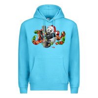 Ocean Blue panda joy christmas Premium Hoodie - LillyAllenDesigns