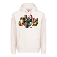 Pale Pink panda joy christmas Premium Hoodie - LillyAllenDesigns
