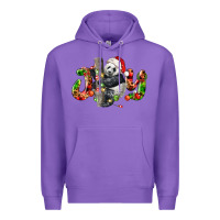 Purple panda joy christmas Premium Hoodie - LillyAllenDesigns