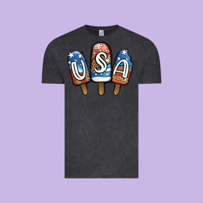 Usa Patriotic Leopard Popsicles Vintage Tee Designed By Jasminsmagicworld