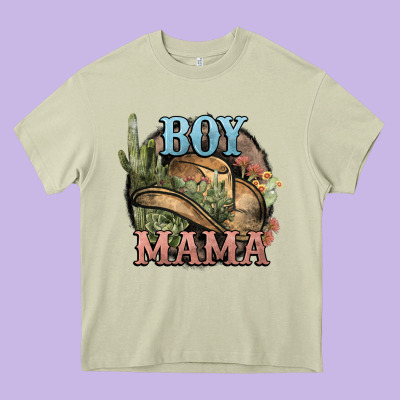 Boy Mama Western Cactus Cowboy Heavy Core Tee Designed By Howdyjamesfarm
