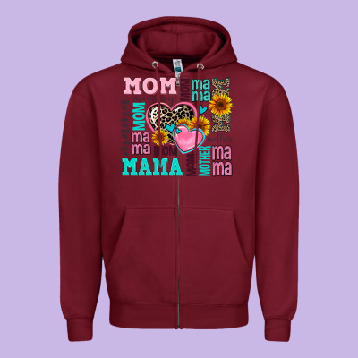 Mom Mama Mommy With Hearts Zipper Hoodie Designed By Adodesignshop