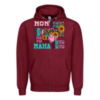 Burgundy mom mama mommy with hearts Zipper Hoodie - AdoDesignShop