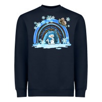 Navy winter   rainbow and snowman Heavyweight Sweatshirt - AdoDesignShop