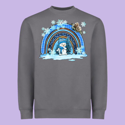 Winter   Rainbow And Snowman Heavyweight Sweatshirt Designed By Adodesignshop