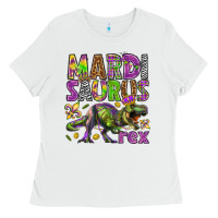 White Mardi Saurus Rex Ladies Tee - HowdyJamesFarm