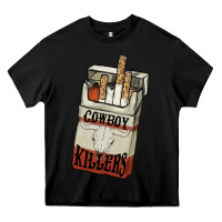 Black Cowboy killers cigarette package Heavy Core Tee - HowdyJamesFarm