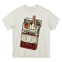 Cream Cowboy killers cigarette package Heavy Core Tee - HowdyJamesFarm
