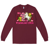 Burgundy My first valentine's day unicorn Long Sleeve Tee - FaDigitalArtStudio