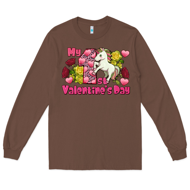 My First Valentine's Day Unicorn Long Sleeve Tee by FaDigitalArtStudio | Teevron